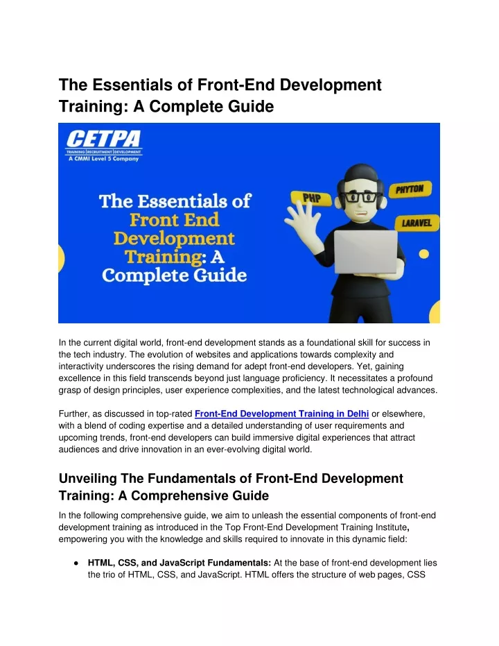 the essentials of front end development training