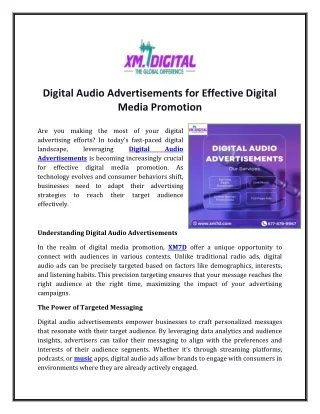 Digital Audio Advertisements for Effective Digital Media Promotion