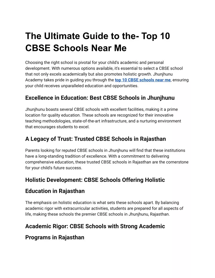 the ultimate guide to the top 10 cbse schools