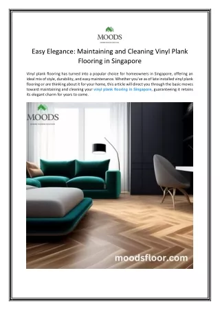 Easy Elegance: Maintaining and Cleaning Vinyl Plank Flooring in Singapore