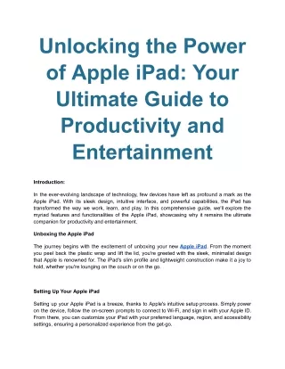 Unlocking the Power of Apple iPad_ Your Ultimate Guide to Productivity and Entertainment