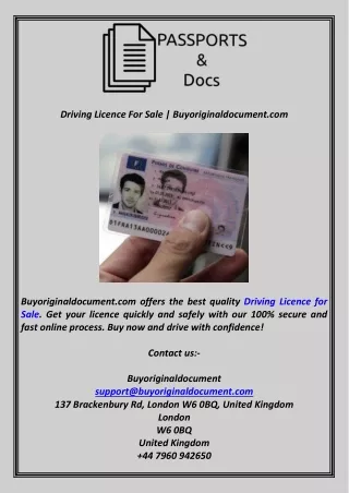 Driving Licence For Sale  Buyoriginaldocument.com