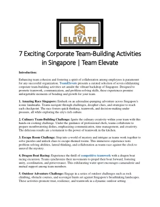 7 Exciting Corporate Team-Building Activities in Singapore | TeamElevate