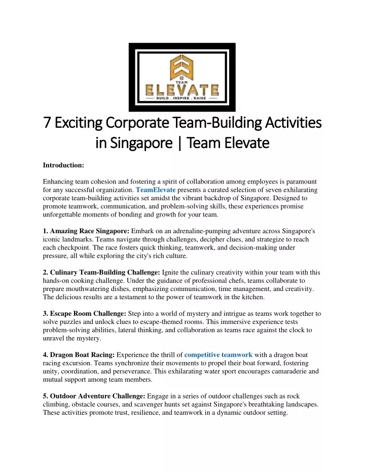 7 exciting corporate team 7 exciting corporate