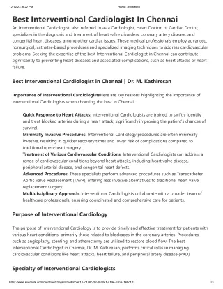 Best Interventional Cardiologist In Chennai- DR KATHERESAN