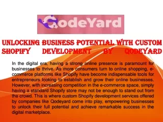 Unlocking Business Potential with Custom Shopify Development by Qodeyard