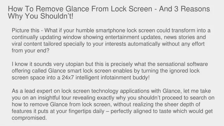 how to remove glance from lock screen and 3 reasons why you shouldn t