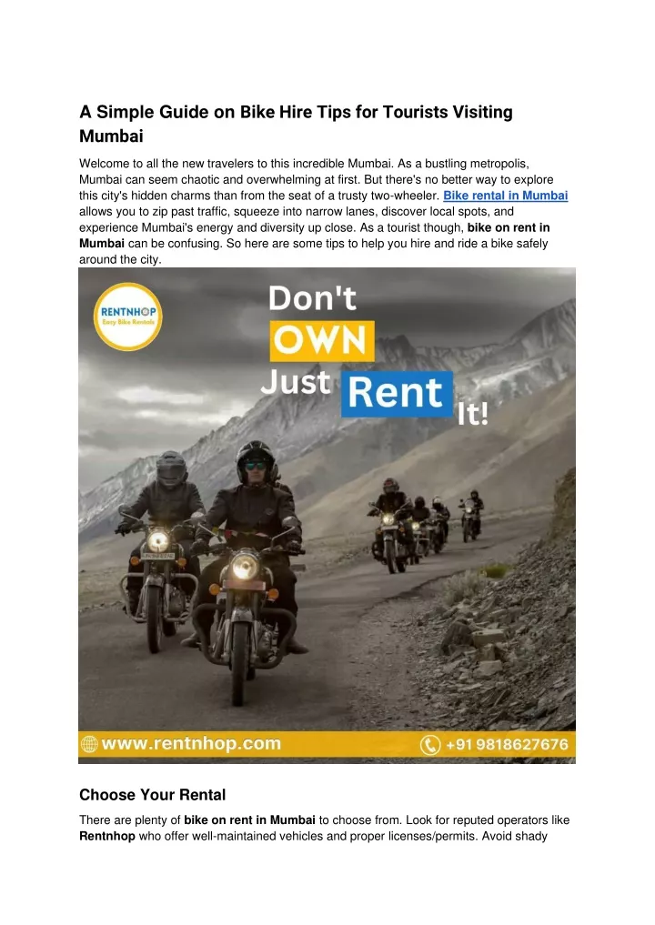 a simple guide on bike hire tips for tourists