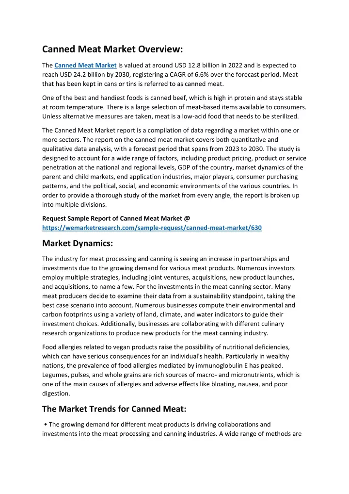 canned meat market overview