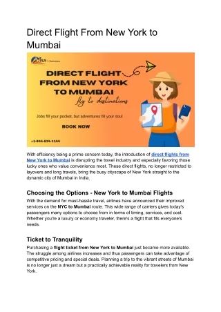 Direct Flight From New York to Mumbai
