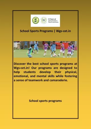 School Sports Programs Wgs cet in