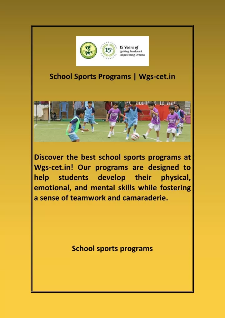 school sports programs wgs cet in