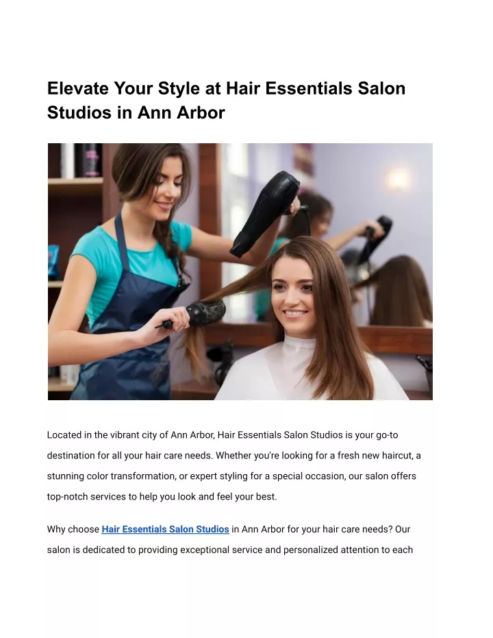 PPT - Elevate Your Style at Hair Essentials Salon Studios in Ann Arbor ...