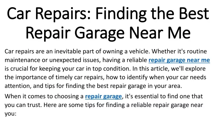 car repairs finding the best repair garage near me