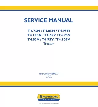 New Holland T4.65V Tractor Service Repair Manual