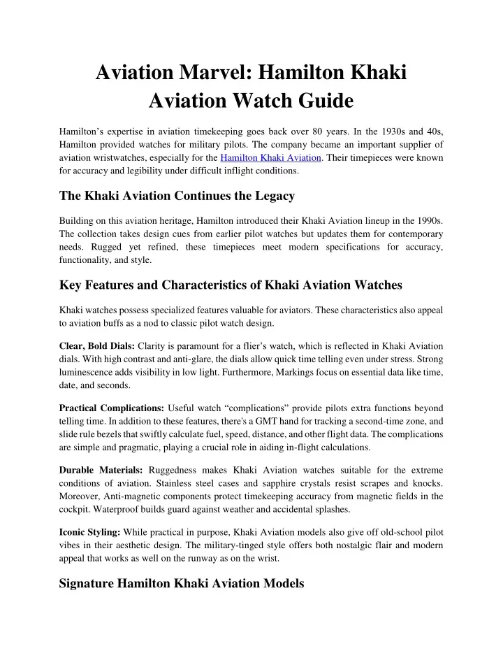 aviation marvel hamilton khaki aviation watch