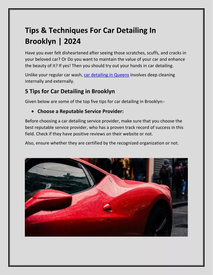 tips techniques for car detailing in brooklyn 2024