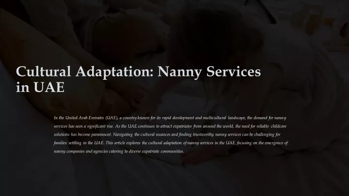 cultural adaptation nanny services in uae