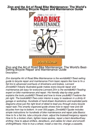 ⚡PDF ❤ Zinn and the Art of Road Bike Maintenance: The World's Best-Selling Bicycle