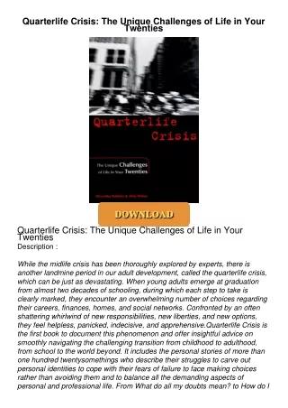 ⚡PDF ❤ Quarterlife Crisis: The Unique Challenges of Life in Your Twenties