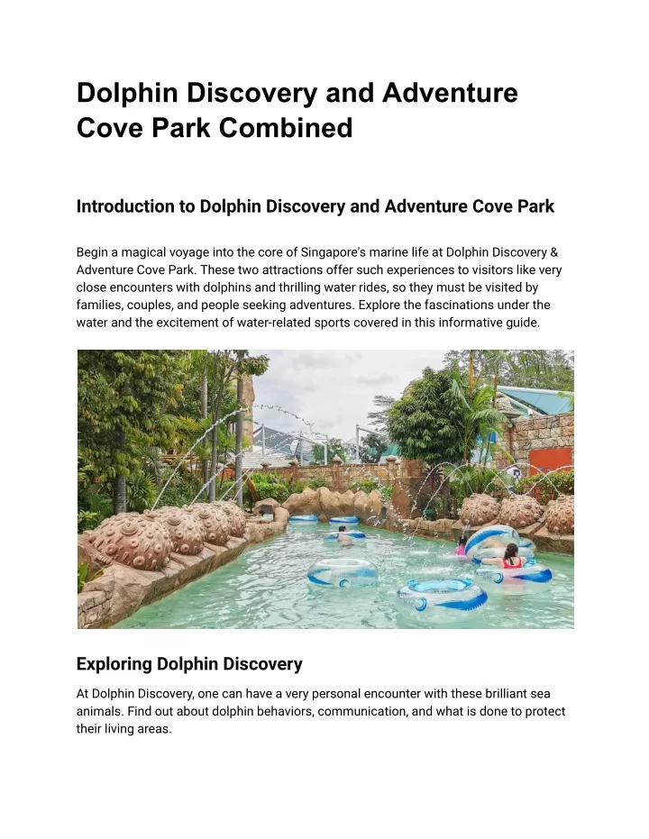 dolphin discovery and adventure cove park combined