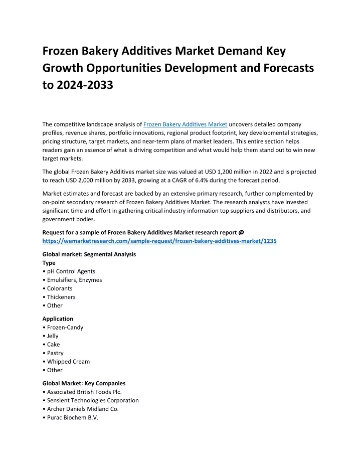 frozen bakery additives market demand key growth