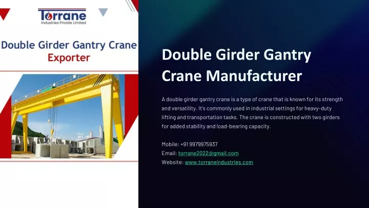 double girder gantry crane manufacturer