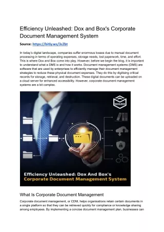 efficiency unleashed dox and box s corporate