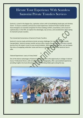 Elevate Your Experience With Seamless Santorini Private Transfers Services
