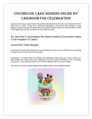 Cocomelon Cake Designs Online by Cakingom for Celebration
