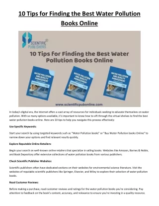 10 Tips for Finding the Best Water Pollution Books Online