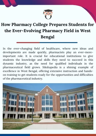 How Pharmacy College Prepares Students for the Ever-Evolving Pharmacy Field in West Bengal