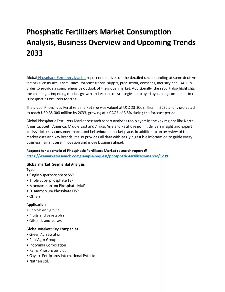 phosphatic fertilizers market consumption