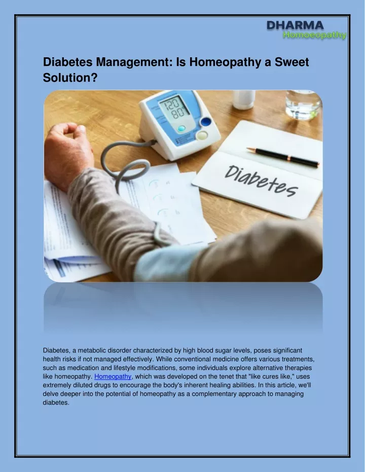 diabetes management is homeopathy a sweet solution