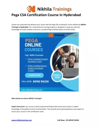 Pega CSA Certification Course in Hyderabad