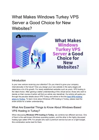 What Makes Windows Turkey VPS Hosting a Good Choice for New Websites