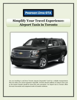 Simplify Your Travel Experience Airport Taxis in Toronto