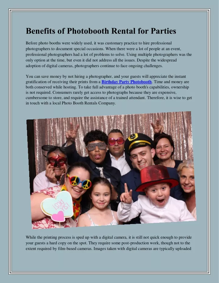 benefits of photobooth rental for parties