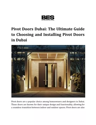 Pivot Doors Dubai_ The Ultimate Guide to Choosing and Installing Pivot Doors in Dubai