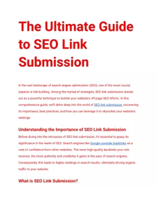 SEO Link Submission in Backlinks off-page