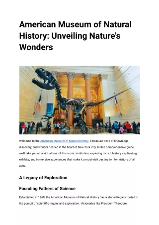 American Museum of Natural History_ Unveiling Nature's Wonders