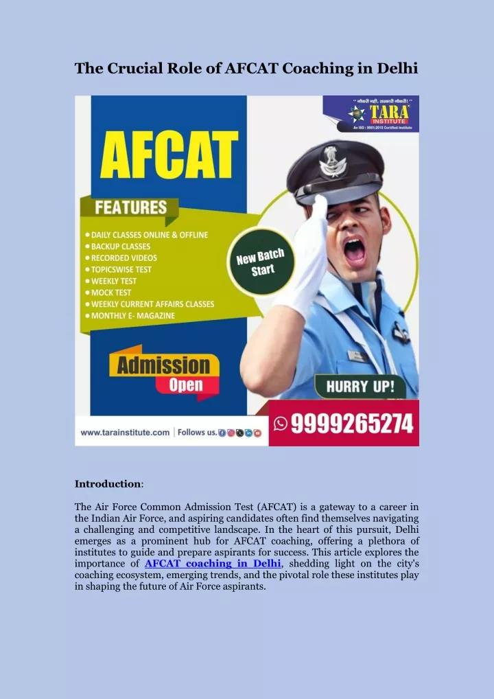 the crucial role of afcat coaching in delhi