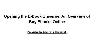 Opening the E-Book Universe: An Overview of Buy Ebooks Online