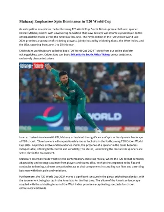 maharaj emphasizes spin dominance in t20 world cup