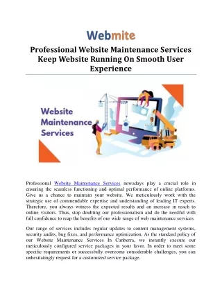 Professional Website Maintenance Services Keep Website Running On Smooth User Experience