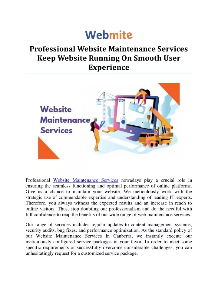 professional website maintenance services keep