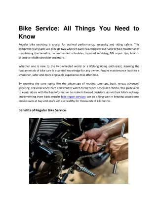 Bike Service-All Things You Need to Know