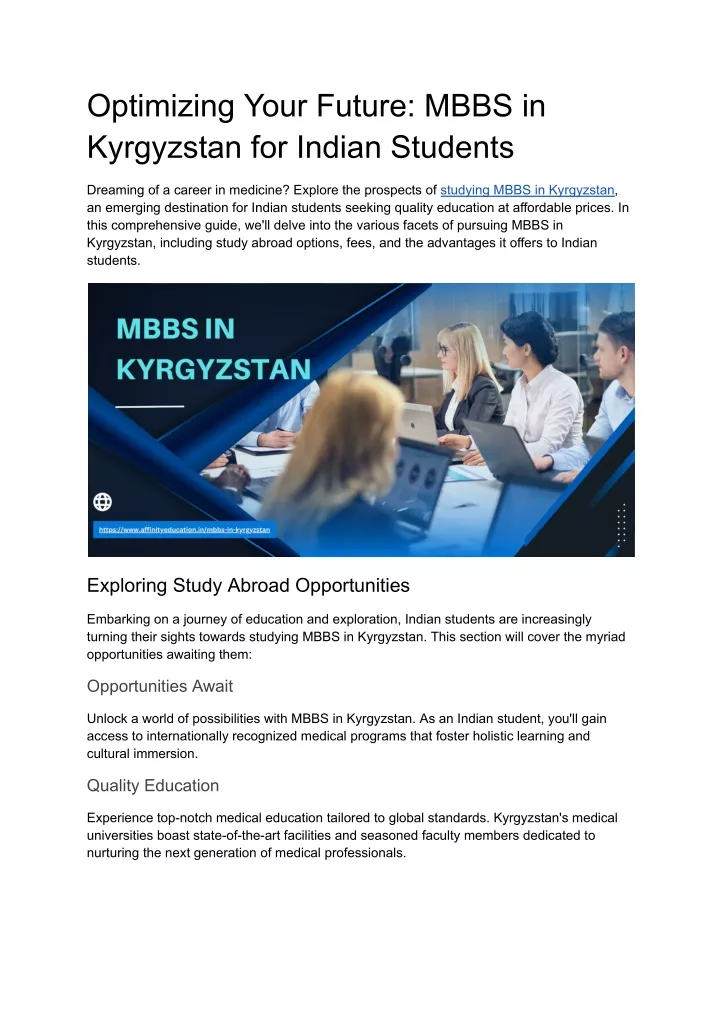 optimizing your future mbbs in kyrgyzstan