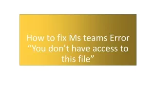 How to fix Ms teams Error