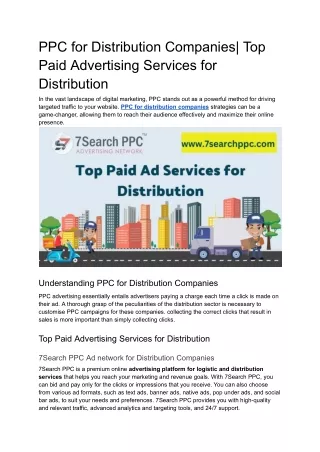 PPC Advertising for distributors _ PPC for distribution companies